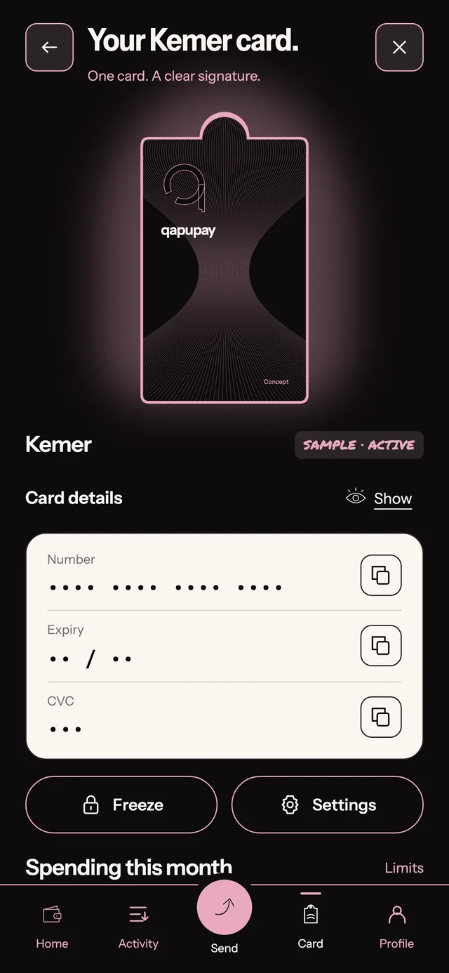 Card prototype screen